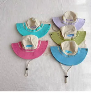 Summer thin outdoor colorblock sun hat quick-dry anti-UV fisherman cap kids adults