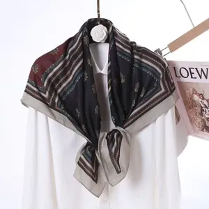 Luxurious 90cm velvet square scarf for women, double-sided printed herringbone design.