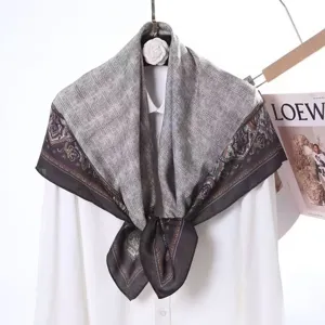 Women large square scarf velvet herringbone paisley pattern elegant fashion shawl accessory