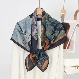 Luxury velvet square scarf with artistic print, elegant women shawl and versatile accessory.