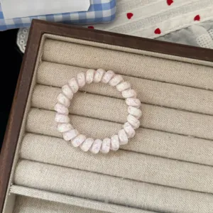 Pink sparkly telephone wire hair tie for women, sweet jelly hair rope for daily ponytails.
