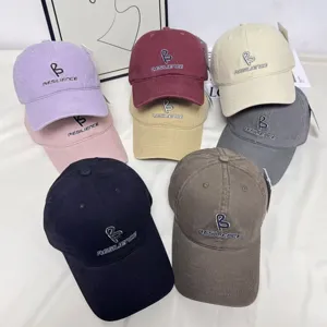 Women Casual Cotton Baseball Cap Letter Embroidery Wide Brim Adjustable Sun Protection Sports Hat Fashion Casual Hat