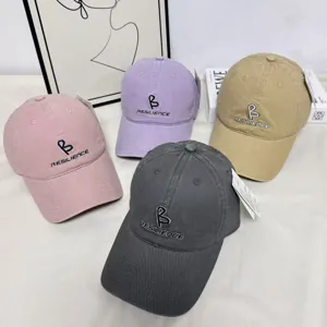 Korean style letter embroidered baseball cap with wide brim, trendy casual sun hat for women.