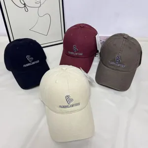 Korean style embroidered baseball cap with deep crown and wide brim for casual daily wear.