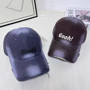 Farbverlauf Waschung Baseball Cap mit Stickerei Buchstaben, weiche Freizeitmuetze.