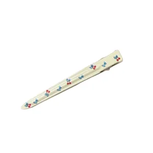 Cute blue rabbit and cherry pattern long duckbill hair clip for sweet girls and daily styling.
