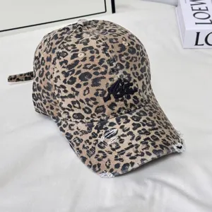 Leopardenmuster gewaschene verwaschene Baseball Cap mit cooler Stickerei Sonnenschutz Kappe.