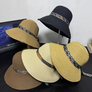 Women's Wide Brim Straw Hat Foldable Summer Beach Sun Hat UV Protection Ribbon Sunhat
