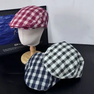 Vrouwen vintage ruitjes baret ademende newsboy cap lente zomer hoed mode stijl chic