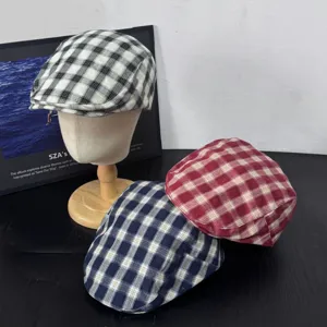 Dames Newsboy Pet Brits Retro Ruitjes Platte Hoed Lichtgewicht Ademend Zonnevizier Lente Zomer Mode Baret