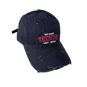 Gorra de béisbol vintage lavada con bordado, sombrero de ala ancha de copa suave para mujer.