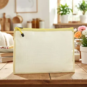 Transparent Waterproof PVC Mesh Document Bag Zipper Folder Filing Bag Portable Storage Bag For Office School Supplies