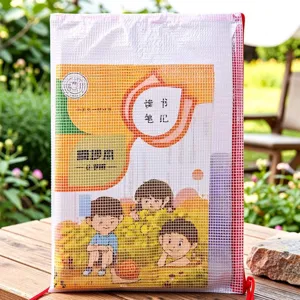 A4 waterproof mesh zipper document bag, cute cartoon student stationery storage bag for office.