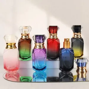 Farbverlauf Glas Parfum Zerstäuber Flasche Sprühflasche Leere Kosmetik Nachfüllbare Behälter Mit Diamant Kappe