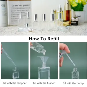 15ml clear glass perfume atomizers empty spray bottles refillable cosmetic sample containers.