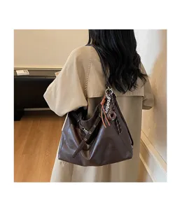 Korean style large capacity slouchy shoulder bag casual hobo tote versatile PU leather