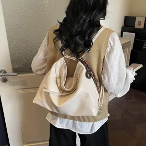 Casual large capacity convertible shoulder backpack tote bag for women, stylish daily use.