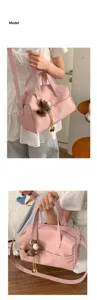 Borsa a tracolla in pelle PU rosa borsa casual di grande capacità con ciondolo cavallo.