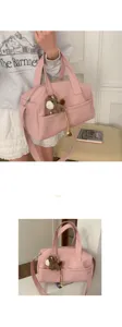 Borsa a cuscino rosa di grande capacità stile coreano borsa a tracolla morbida casual per donna
