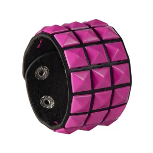 Punk style three-row pyramid stud wide PU leather bracelet fashion men women wristband jewelry
