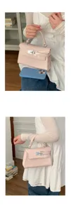 Rosa Krokodil-Muster Kelly Handtasche, stilvolle Damen kleine quadratische Umhängetasche.