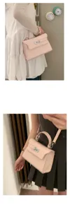 Rosa Krokotextur Damen Handtasche minimalistisch Umhaengetasche Kelly Tasche elegant Alltag