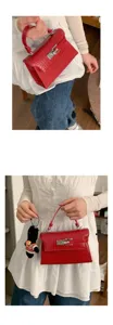 Rote kroko-muster leder handtasche stilvolle damen umhängetasche mini kelly tasche alltag