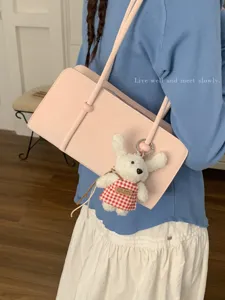 Minimalist PU Leather Underarm Bag For Women Solid Color Small Square Bowling Handbag Chic Fashion Shoulder Bag
