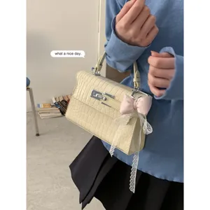 Modische Damen Handtasche mit Kroko Muster, elegante Umhängetasche im Kelly Stil für den Alltag.