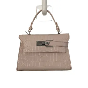 Minimalistische Kroko Muster Handtasche Damen kleine quadratische Umhaengetasche Kelly Bag