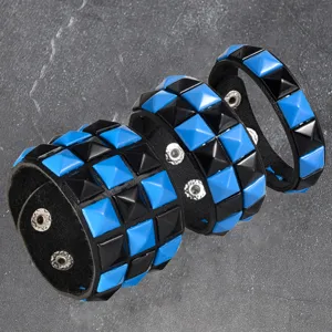 3-piece set studded wide leather bracelet punk style unisex cool wristband accessories
