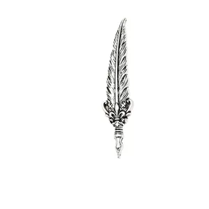 Vintage silver feather dagger brooch men suit lapel pin gothic punk badge fashion jewelry
