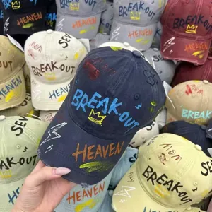 Trendy graffiti baseball cap for women, stylish casual streetwear cotton hat with letters.