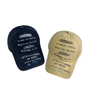 Vintage gewaschene Baumwoll-Baseballkappe mit amerikanischem Street-Graffiti für Damen und Herren.