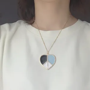 Chic donna zircone grande cuore ciondolo collana moda semplice catena clavicola gioiello