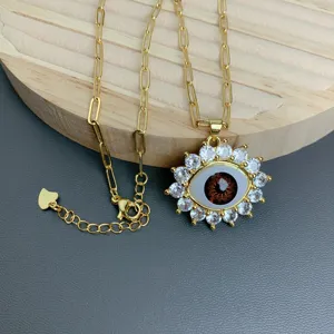 Gold evil eye necklace zircon pendant fashion jewelry for women elegant accessory chic design