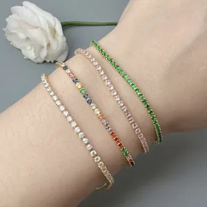 Layered crystal zircon tennis bracelet set, elegant multi-color sparkling wrist jewelry