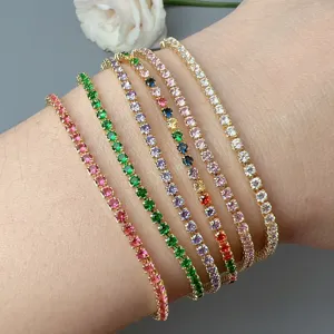 Fashion Alloy Crystal Zircon Tennis Bracelet Gold Silver Plated Geometric Rhinestone Chain Bracelet Jewelry For Women