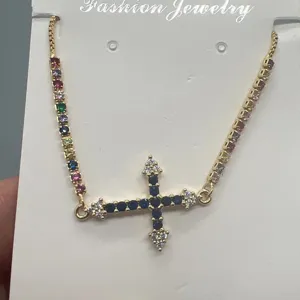 Verstelbare kleurrijke zirkonia kruis tennisarmband mode sieraden voor vrouwen