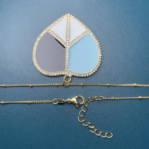 Collana con ciondolo a cuore grande in zircone moda transfrontaliera catena clavicola
