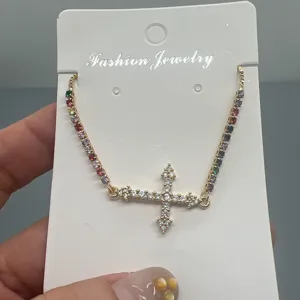 Kleurrijke Zirkoon Kruis Armband Verstelbaar Mode Sieraden Cadeau voor Vrouwen Stijl