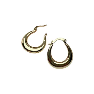 Pendientes de aro dorados chic para mujer, diseño de lágrima minimalista moderno diario.