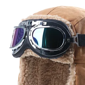 Retro vliegersmuts met bril winter warme fleece oorflap bomberhoed voor buiten fietsen