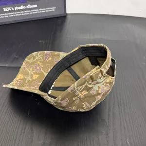 Vintage Blumenmuster Baseballcap für Damen, verstellbarer Riemen, lässiger Freizeithut.