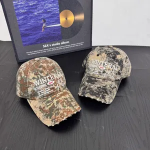Unisex Vintage Washed Camouflage Baseball Cap Letter Star Embroidery Adjustable Outdoor Sun Hat Streetwear Dad Hat