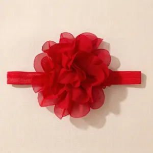 Schattige rode chiffon bloem baby haarband met zacht elastiek voor comfortabele zomerdagen.