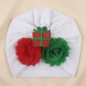 Baby Christmas floral turban hat newborn infant holiday party cute hair accessories photo prop