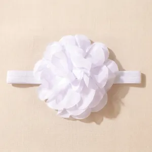 Wit chiffon bloem detail op elastische baby hoofdband, zacht en schattig haaraccessoire.