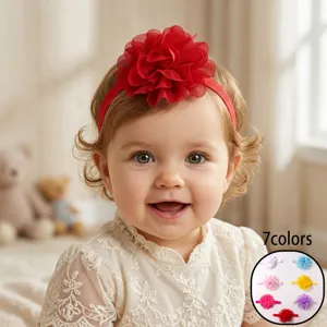 Baby Chiffon Bloem Haarband Zacht Elastisch Polyester Haarband Voor Zuigeling Peuter Pasgeborene Fotografie Accessoire