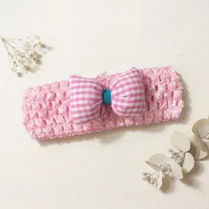 Baby headband with cute gingham bow and comfortable hollow design, perfect for summer infant wear.